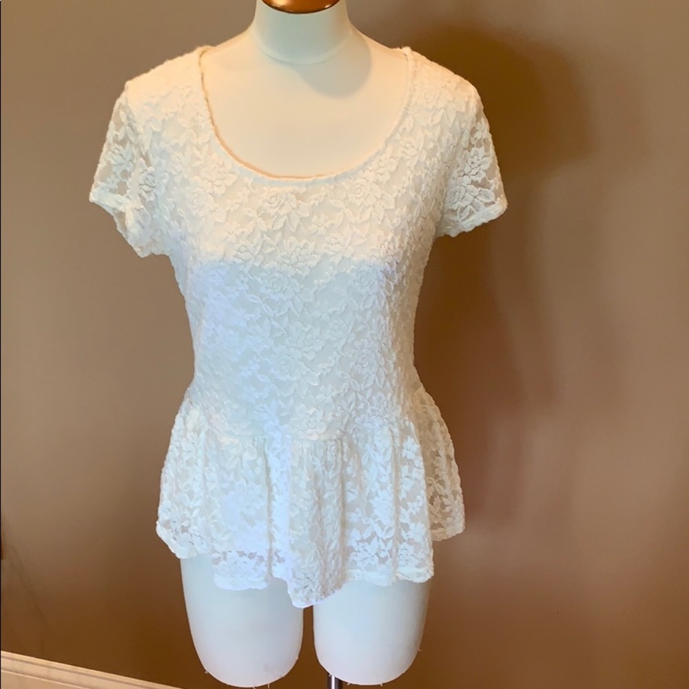 Forever 21 Peplum Shirt - White - Women’s Large